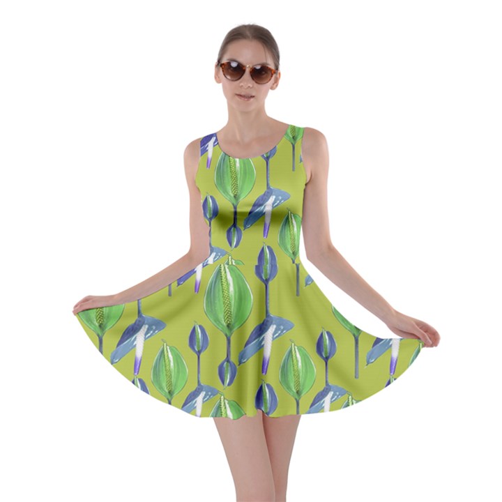 Tropical Floral Pattern Skater Dress