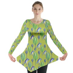 Tropical Floral Pattern Long Sleeve Tunic  by dflcprintsclothing