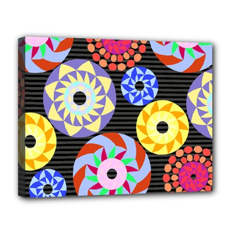 Colorful Retro Circular Pattern Canvas 14  X 11  by DanaeStudio