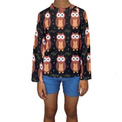 Halloween Brown Owls  Kids  Long Sleeve Swimwear by Valentinaart