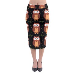 Halloween Brown Owls  Midi Pencil Skirt