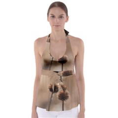 Withered Globe Thistle In Autumn Macro Babydoll Tankini Top by wsfcow