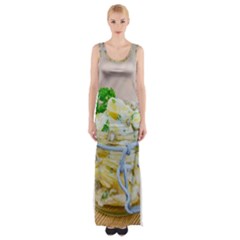 Potato Salad In A Jar On Wooden Maxi Thigh Split Dress by wsfcow