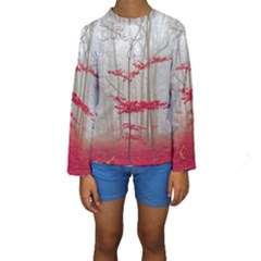 Magic Forest In Red And White Kids  Long Sleeve Swimwear by wsfcow