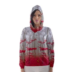 Magic forest in red and white Hooded Wind Breaker (Women)