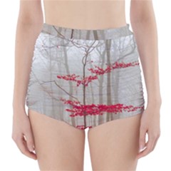 Magic forest in red and white High-Waisted Bikini Bottoms