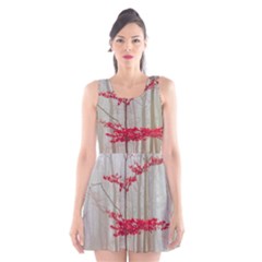 Magic forest in red and white Scoop Neck Skater Dress