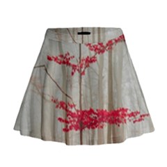 Magic forest in red and white Mini Flare Skirt