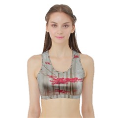 Magic Forest In Red And White Sports Bra With Border by wsfcow