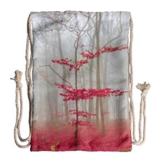 Magic Forest In Red And White Drawstring Bag (Large)