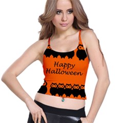 Happy Halloween - Owls Spaghetti Strap Bra Top by Valentinaart