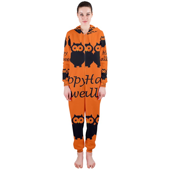Happy Halloween - owls Hooded Jumpsuit (Ladies) 