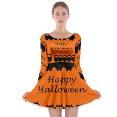 Happy Halloween - Owls Long Sleeve Skater Dress by Valentinaart