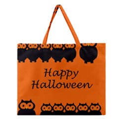 Happy Halloween - Owls Zipper Large Tote Bag by Valentinaart