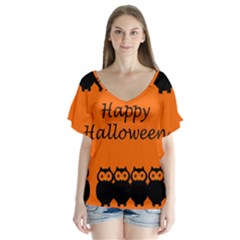 Happy Halloween - Owls Flutter Sleeve Top