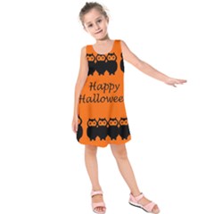 Happy Halloween - Owls Kids  Sleeveless Dress by Valentinaart