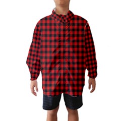 Lumberjack Plaid Fabric Pattern Red Black Wind Breaker (kids) by EDDArt