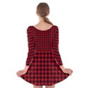 Lumberjack Plaid Fabric Pattern Red Black Long Sleeve Velvet Skater Dress View2