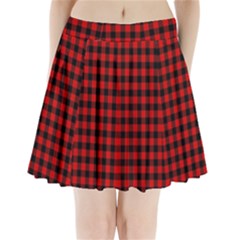 Lumberjack Plaid Fabric Pattern Red Black Pleated Mini Skirt