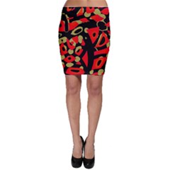 Red Artistic Design Bodycon Skirt by Valentinaart