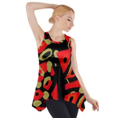 Red Artistic Design Side Drop Tank Tunic by Valentinaart