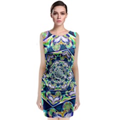 Power Spiral Polygon Blue Green White Classic Sleeveless Midi Dress by EDDArt