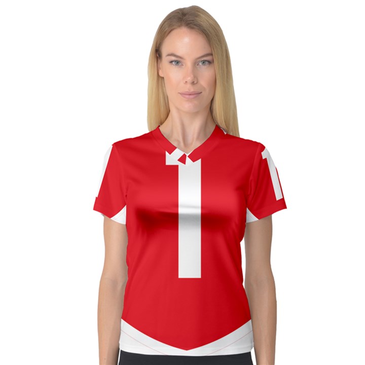 New Zealand State Highway 1 Women s V-Neck Sport Mesh Tee