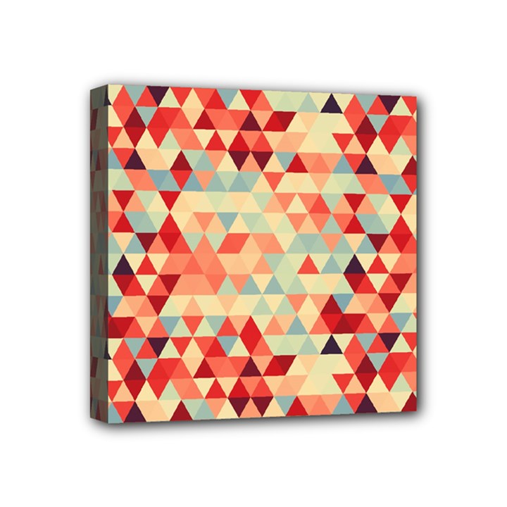 Modern Hipster Triangle Pattern Red Blue Beige Mini Canvas 4  x 4 