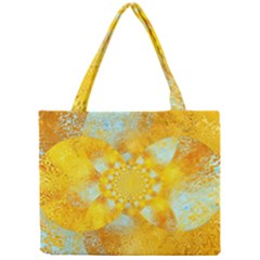 Gold Blue Abstract Blossom Mini Tote Bag by designworld65