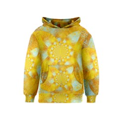 Gold Blue Abstract Blossom Kids  Pullover Hoodie by designworld65
