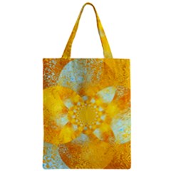 Gold Blue Abstract Blossom Zipper Classic Tote Bag by designworld65