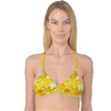 Gold Blue Abstract Blossom Reversible Tri Bikini Top View3