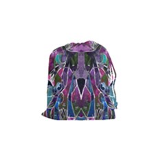 Sly Dog Modern Grunge Style Blue Pink Violet Drawstring Pouches (small)  by EDDArt