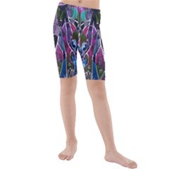 Sly Dog Modern Grunge Style Blue Pink Violet Kids  Mid Length Swim Shorts by EDDArt