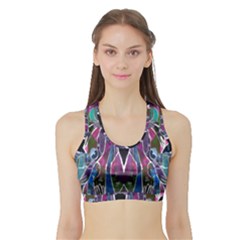 Sly Dog Modern Grunge Style Blue Pink Violet Sports Bra With Border by EDDArt