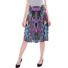 Sly Dog Modern Grunge Style Blue Pink Violet Midi Beach Skirt by EDDArt