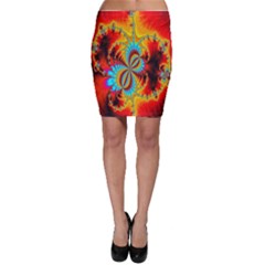 Crazy Mandelbrot Fractal Red Yellow Turquoise Bodycon Skirt by EDDArt