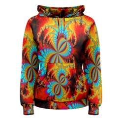 Crazy Mandelbrot Fractal Red Yellow Turquoise Women s Pullover Hoodie by EDDArt