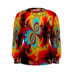 Crazy Mandelbrot Fractal Red Yellow Turquoise Women s Sweatshirt by EDDArt