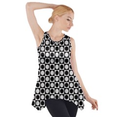 Modern Dots In Squares Mosaic Black White Side Drop Tank Tunic by EDDArt