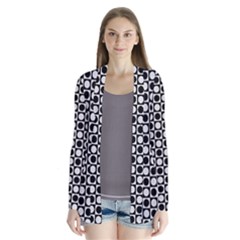 Modern Dots In Squares Mosaic Black White Drape Collar Cardigan by EDDArt