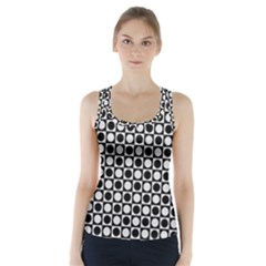 Modern Dots In Squares Mosaic Black White Racer Back Sports Top by EDDArt