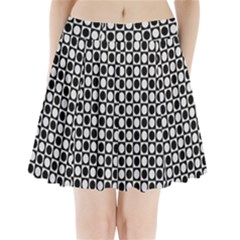 Modern Dots In Squares Mosaic Black White Pleated Mini Skirt by EDDArt