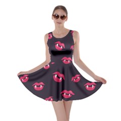 Pattern Of Vampire Mouths And Fangs Skater Dress