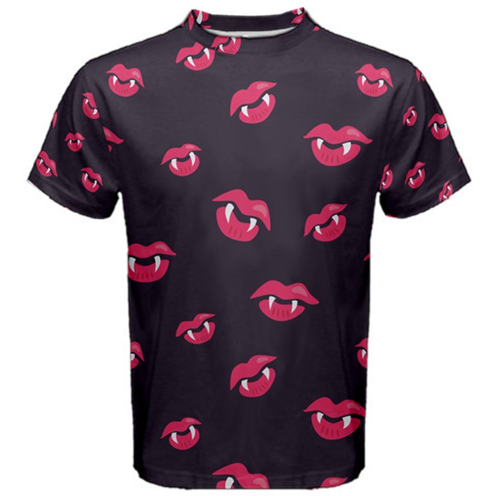 Pattern Of Vampire Mouths And Fangs Men s Cotton Tee