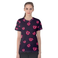 Pattern Of Vampire Mouths And Fangs Women s Cotton Tee