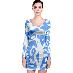 Blue Summer Design Long Sleeve Bodycon Dress by Valentinaart