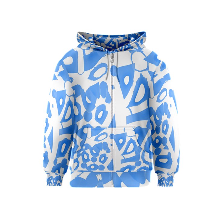 Blue summer design Kids  Zipper Hoodie