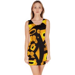 Yellow Design Sleeveless Bodycon Dress by Valentinaart