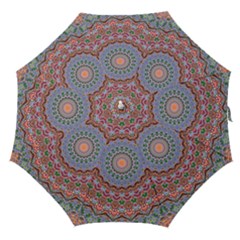 Abstract Painting Mandala Salmon Blue Green Straight Umbrellas by EDDArt